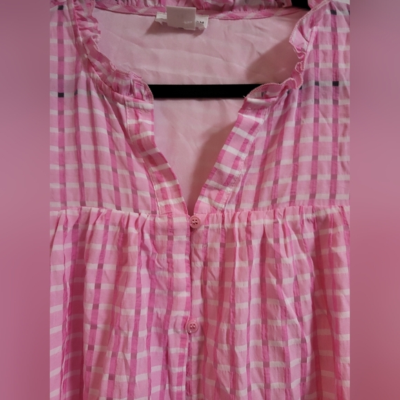 Chic Soul Lovely In Pink Ruffled Checkered Dress Size 3X - Picture 5 of 10